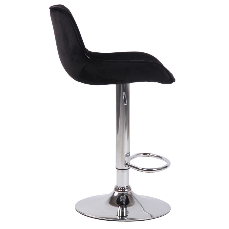 Lot de 2 tabourets de bar Lentini en velours chromé noir