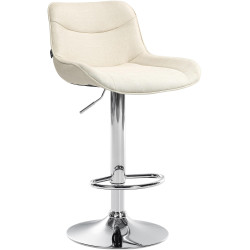 Tabouret de bar Vonore tissu chromé crème