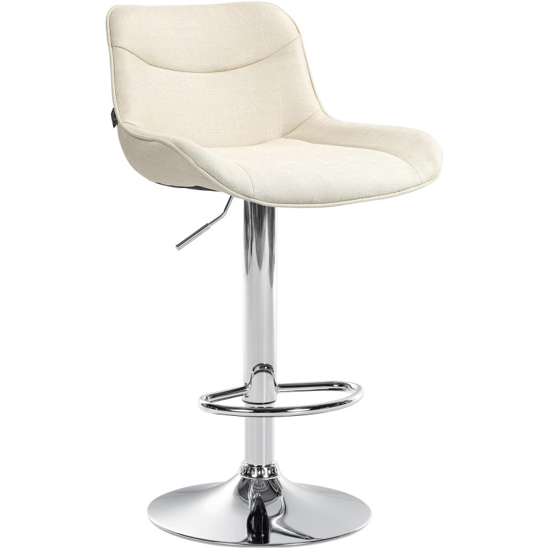 Tabouret de bar Vonore tissu chromé crème