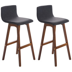 Lot de 2 tabourets de bar Taunus en tissu noyer gris foncé