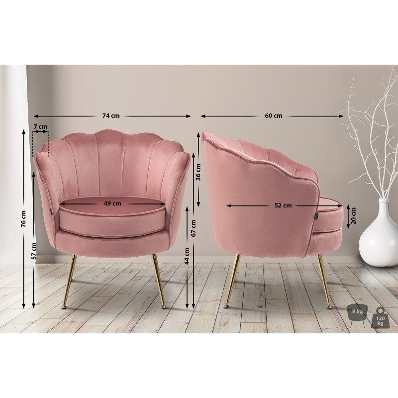 Chaise Rosita en velours rose