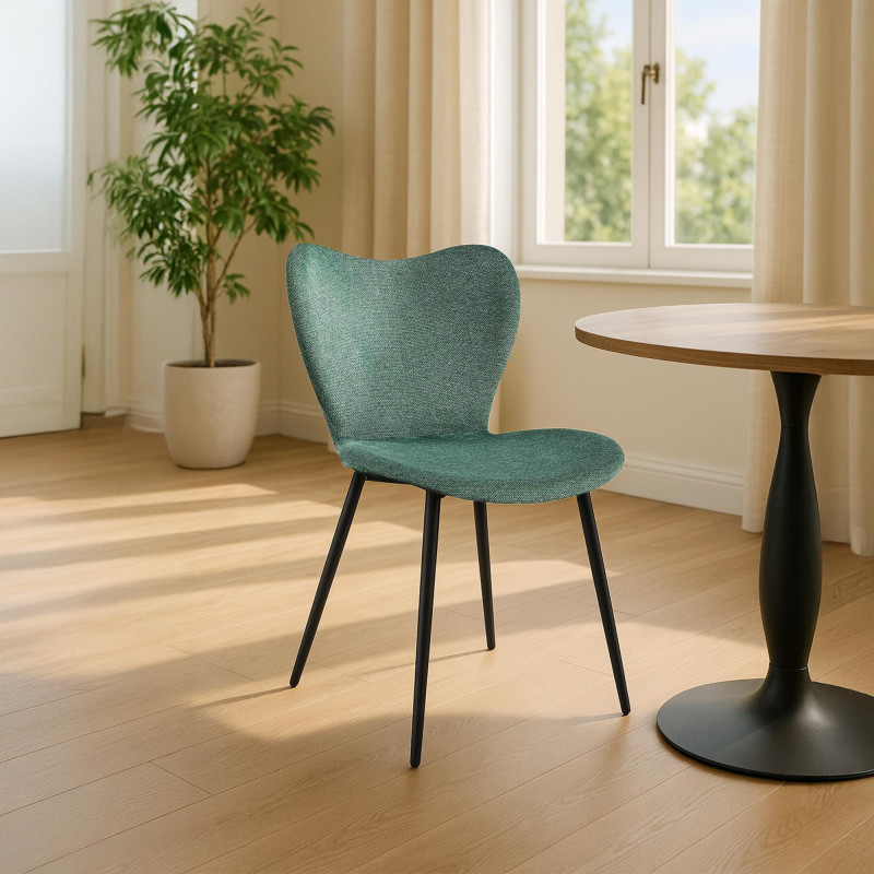 Chaise de salle à manger Maika en tissu vert