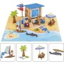 Journée a la Plage 120 Pieces - JEUJURA - Jeu de Construction en Bois Naturel, Tapis et Accessoires Inclus, 32x27x11 cm