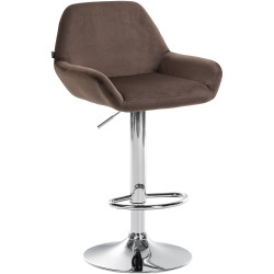 Tabouret de bar Braga velours chrome brun