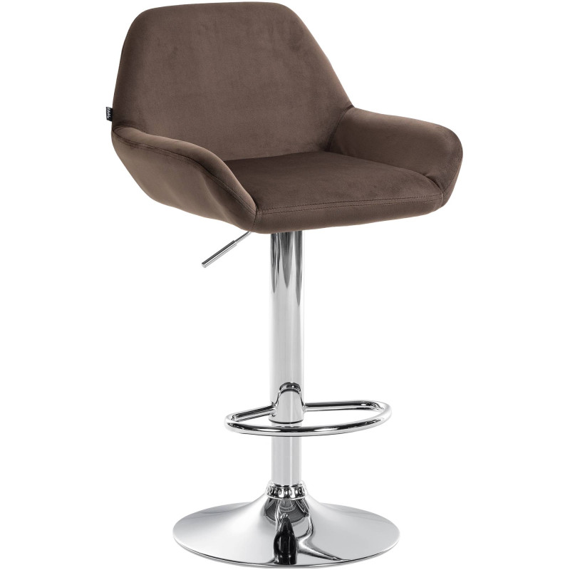 Tabouret de bar Braga velours chrome brun