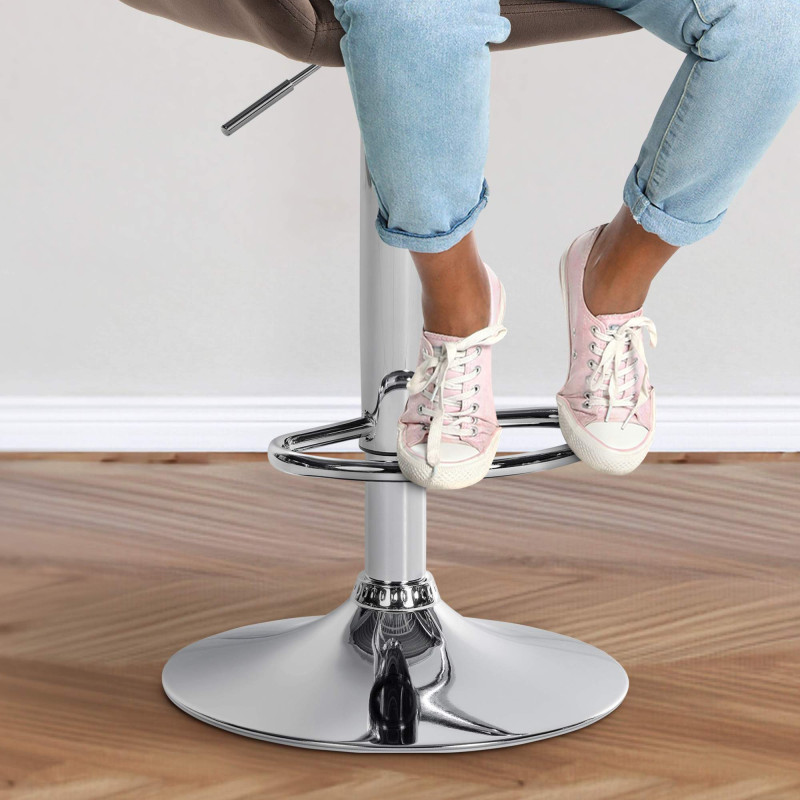 Tabouret de bar Braga velours chrome brun