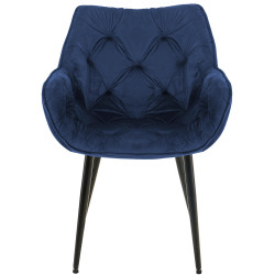 Fauteuil Tanna, velours, bleu foncé