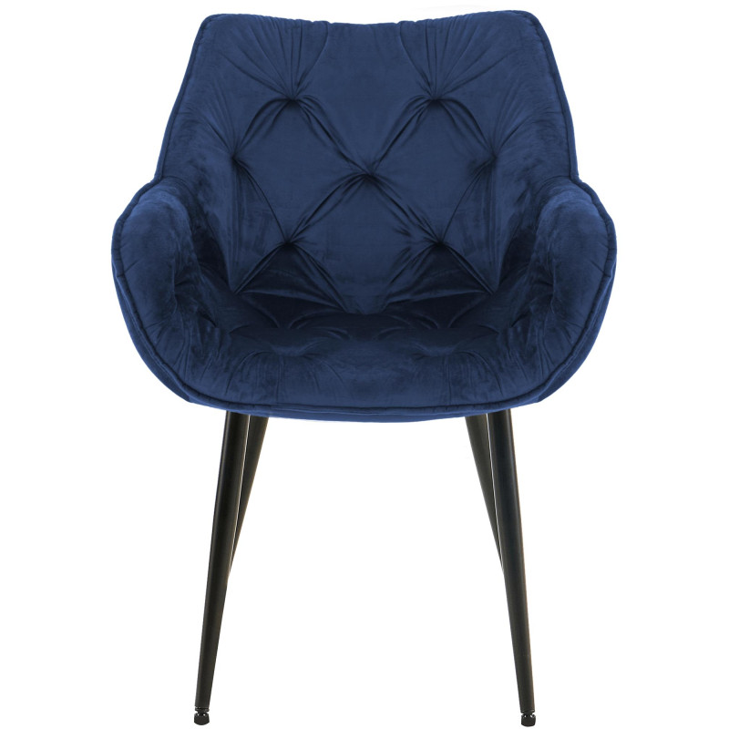 Fauteuil Tanna, velours, bleu foncé
