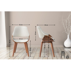 Chaise de salle à manger Vangale en tissu noyer/crème