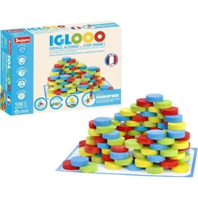 Iglooo 100 Pieces - JEUJURA - Jeu d'Adresse et de Logique avec Palets et Tapis, Regles des Jeux Incluses