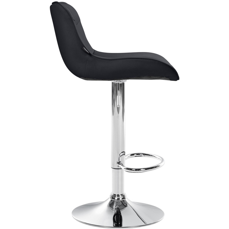 Tabouret de bar Vonore en cuir artificiel chromé noir