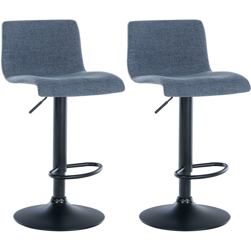 Lot de 2 tabourets de bar en tissu Branford bleu