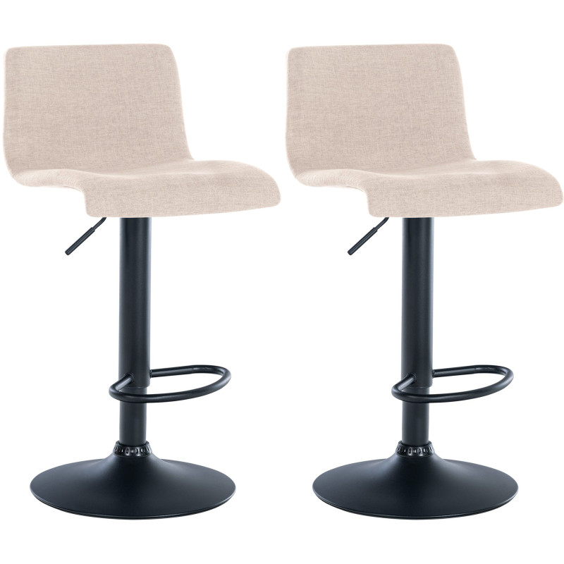 Lot de 2 tabourets de bar en tissu Branford crème