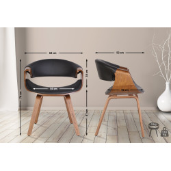 Chaise de salle à manger Foley, simili cuir chêne noir