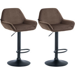 Lot de 2 tabourets de bar Braga velours brun