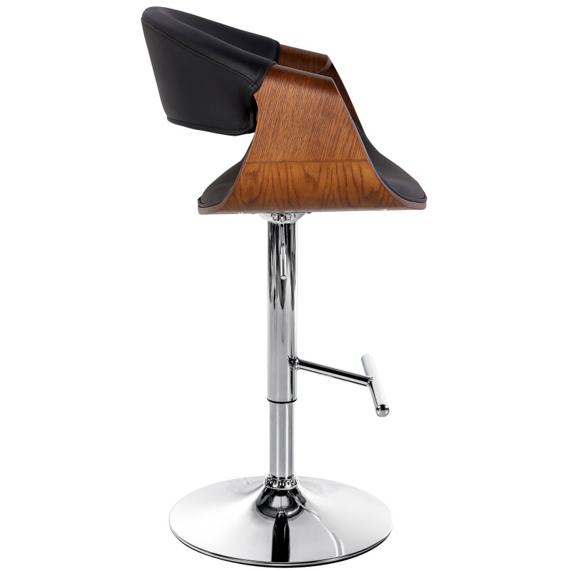 Tabouret de bar Foley, similicuir, chêne noir