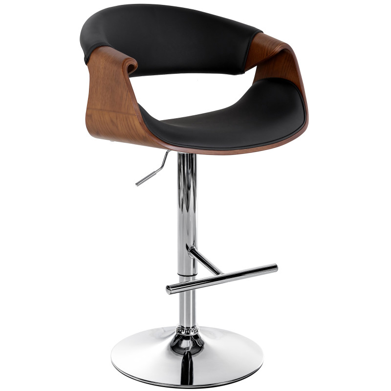 Tabouret de bar Foley, similicuir, chêne noir