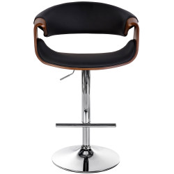 Tabouret de bar Foley, similicuir, chêne noir