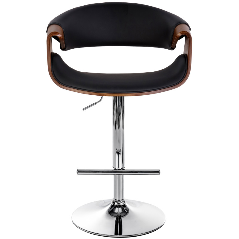 Tabouret de bar Foley, similicuir, chêne, noir