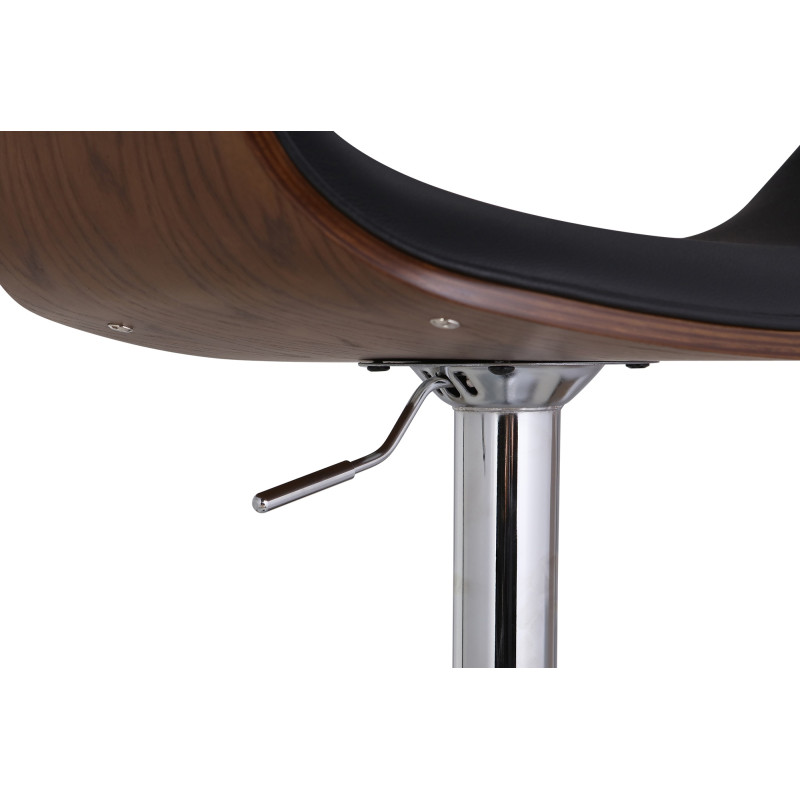 Tabouret de bar Foley, similicuir, chêne noir