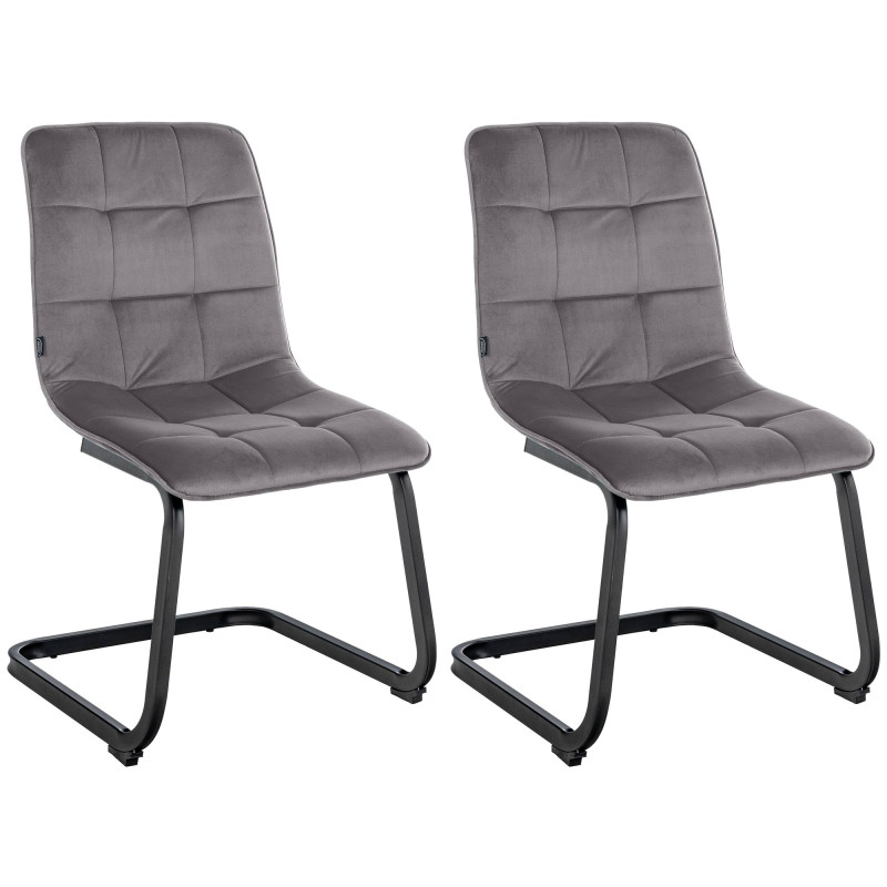 Ensemble de 2 chaises de salle à manger Vermont en velours gris foncé