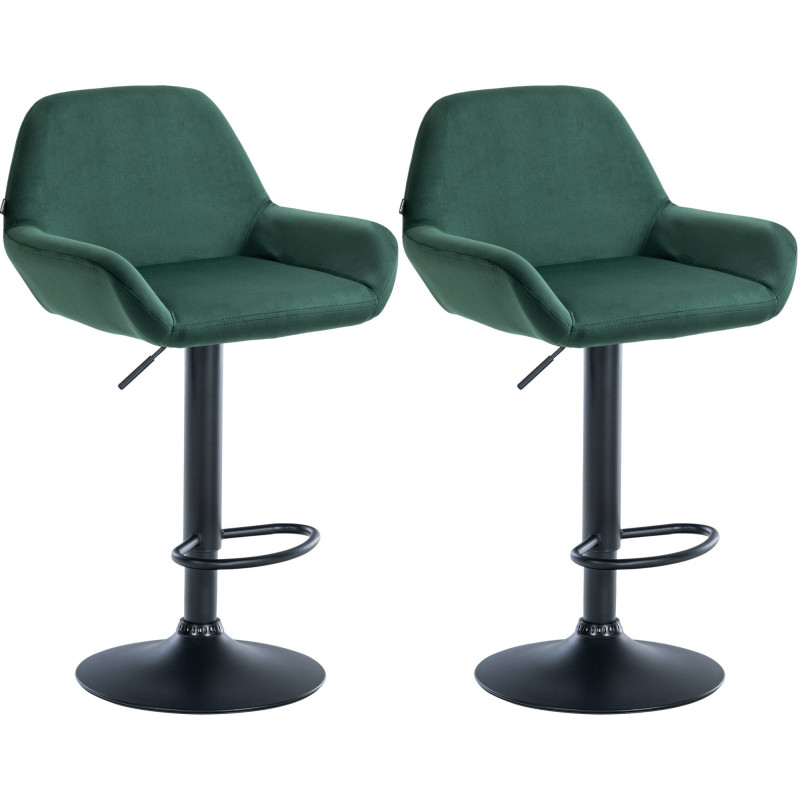 Lot de 2 tabourets de bar Braga velours vert foncé