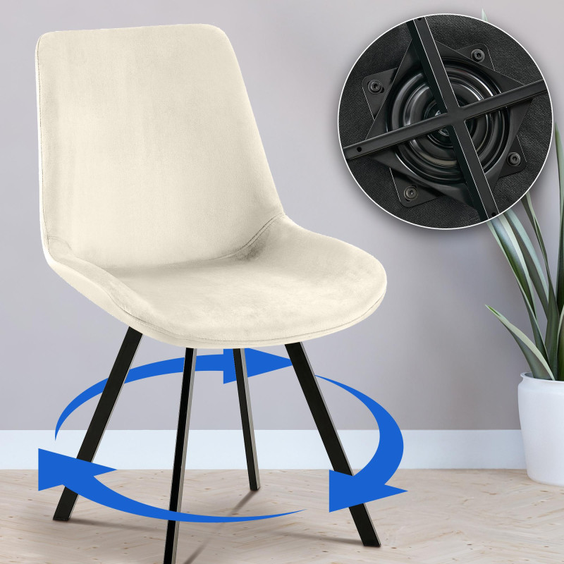 Chaise de salle à manger en velours crème Lewes