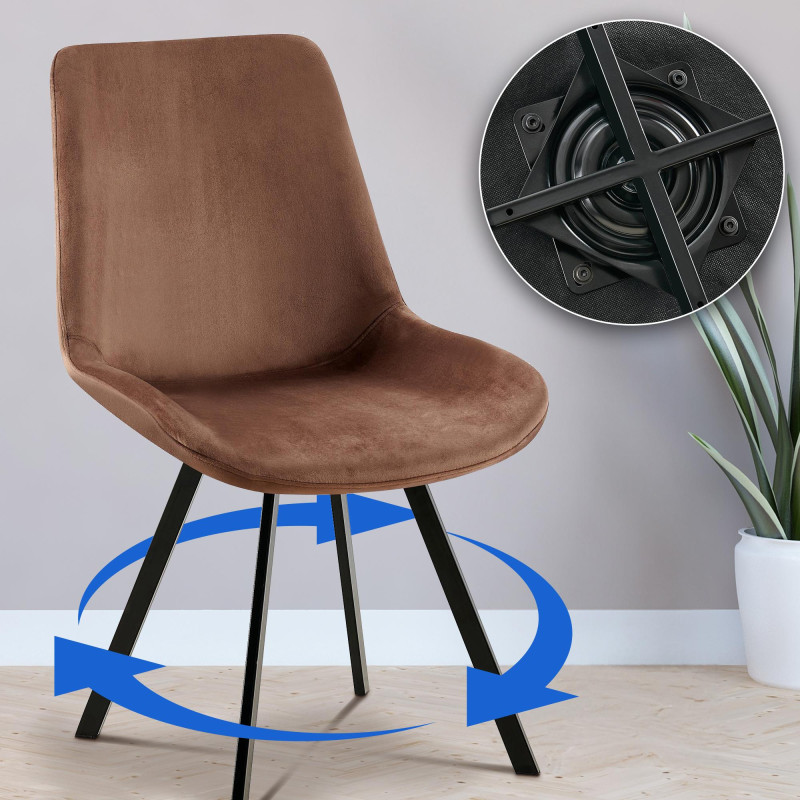 Chaise de salle à manger Lewes en velours marron