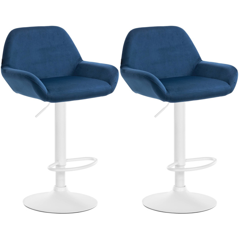 Lot de 2 tabourets de bar Braga en velours bleu