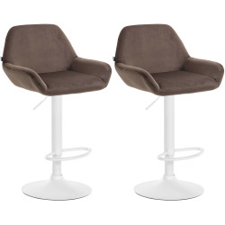 Lot de 2 tabourets de bar Braga en velours brun
