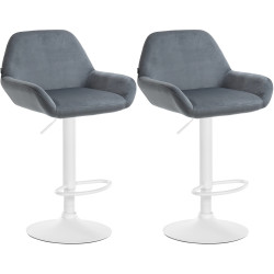 Lot de 2 tabourets de bar Braga en velours gris foncé