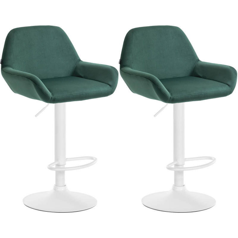 Lot de 2 tabourets de bar Braga en velours vert foncé