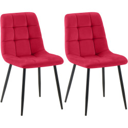 Lot de 2 chaises de salle à manger Tilde en velours rouge