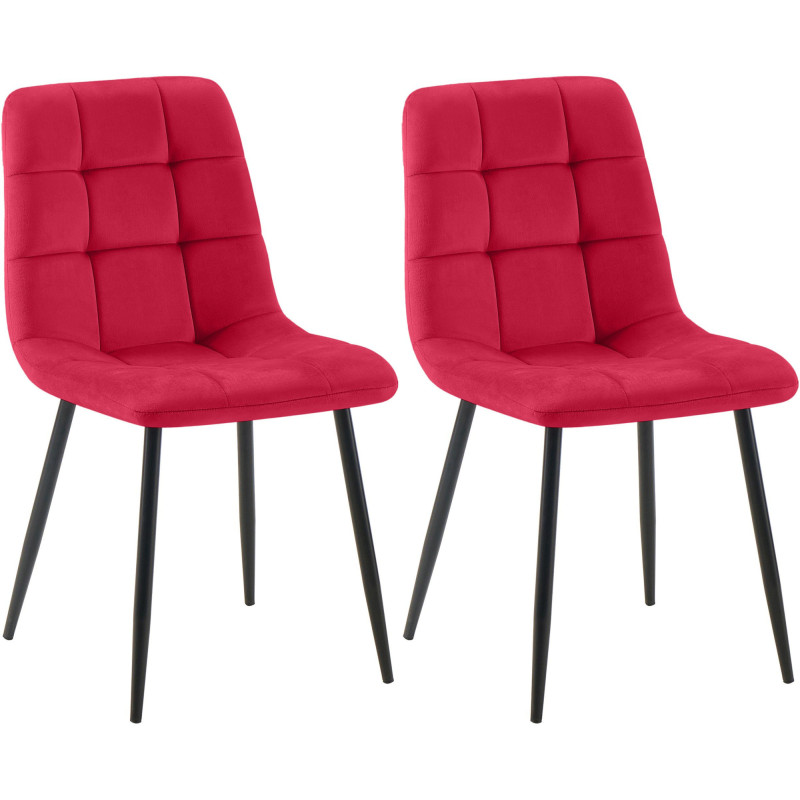 Ensemble de 2 chaises de salle à manger Tilde en velours rouge
