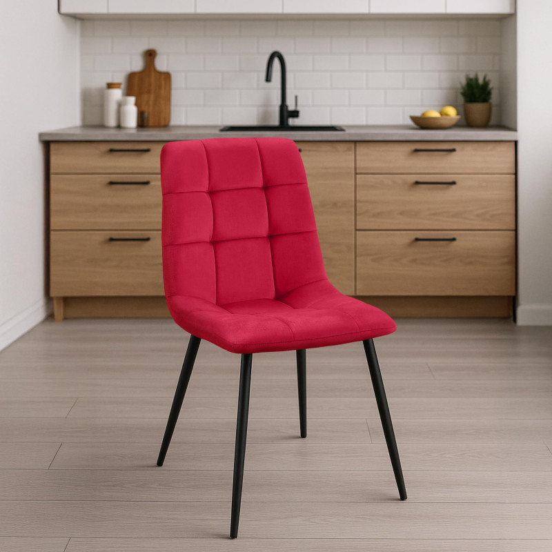 Lot de 2 chaises de salle à manger Tilde en velours rouge