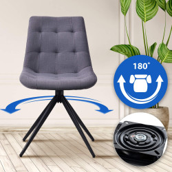 Chaise de salle à manger Merna, tissu gris foncé