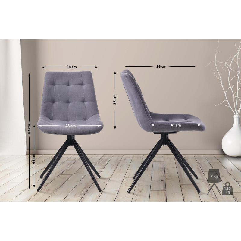 Chaise de salle à manger Merna en tissu gris foncé