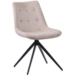 Chaise de salle à manger Merna en velours, crème