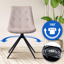 Chaise de salle à manger Merna en velours, crème