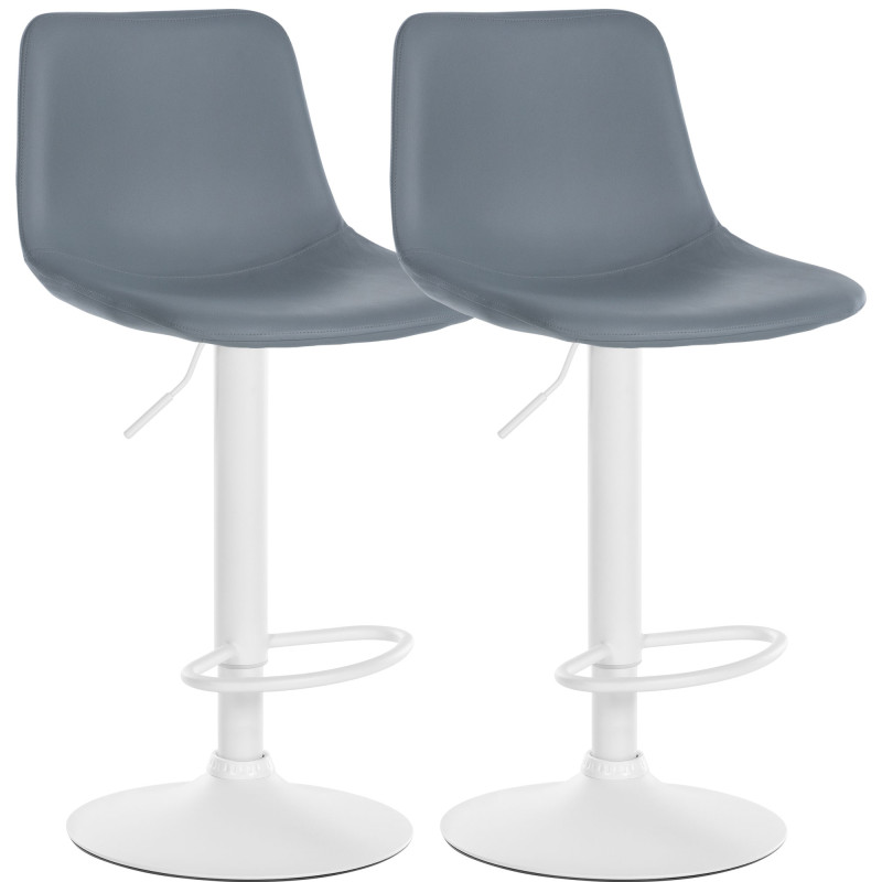 Lot de 2 tabourets de bar Divo, simili cuir gris