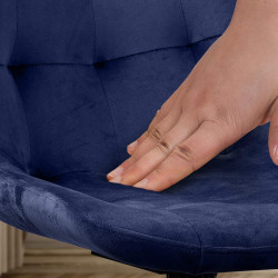 Chaise de salle à manger Merna en velours bleu foncé