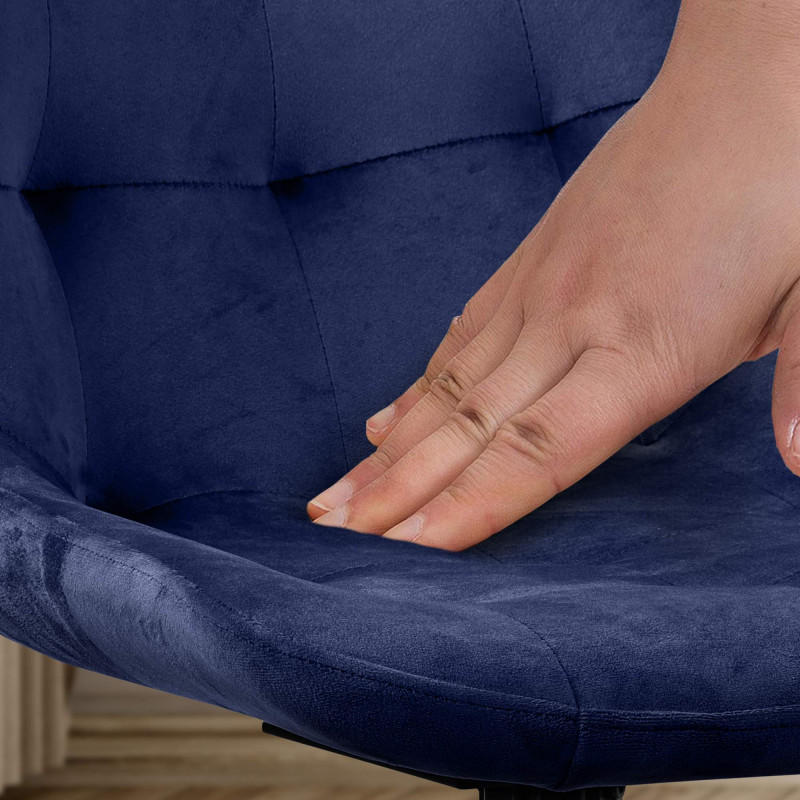 Chaise de salle à manger Merna en velours bleu foncé