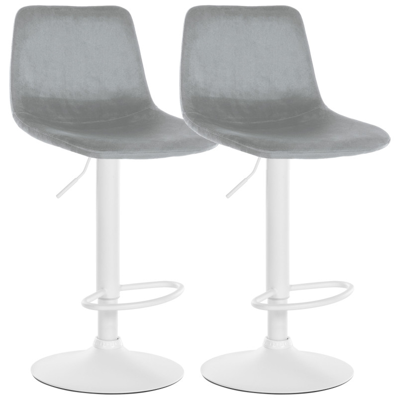 Lot de 2 tabourets de bar Divo velours gris