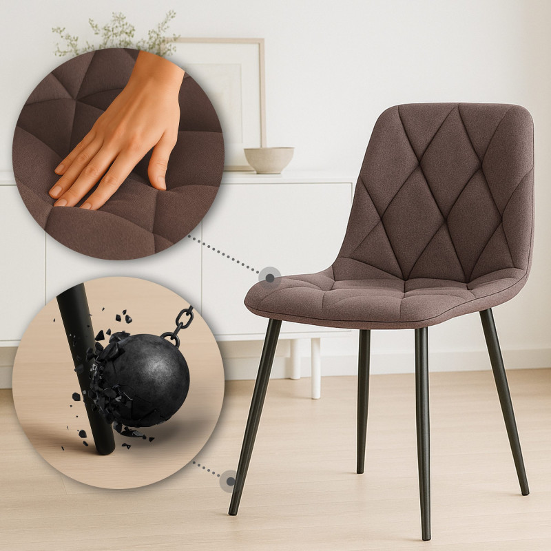 Lot de 2 chaises de salle à manger Clairton en tissu marron