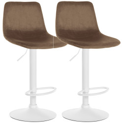 Lot de 2 tabourets de bar Divo velours brun