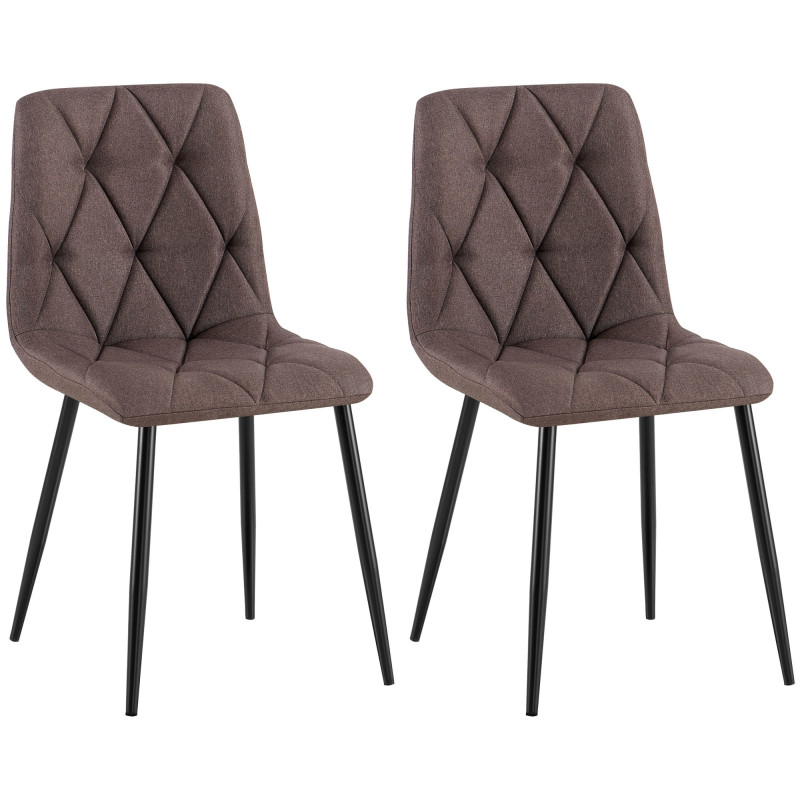 Lot de 2 chaises de salle à manger Clairton en tissu marron