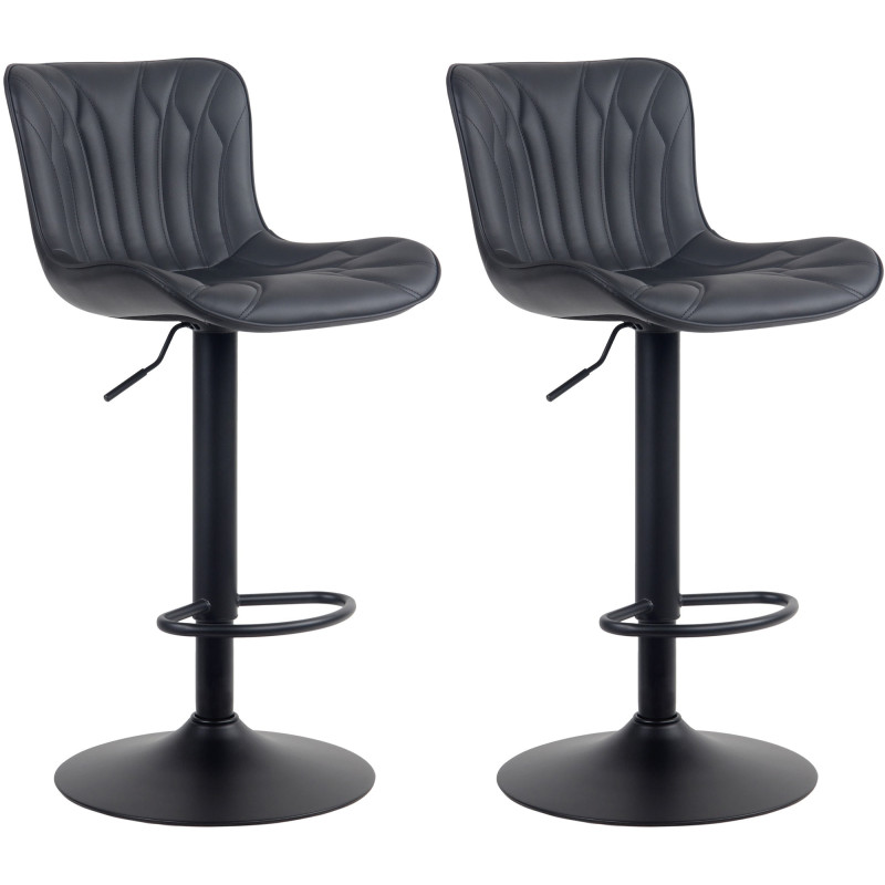 Lot de 2 tabourets de bar Linus en cuir artificiel noir