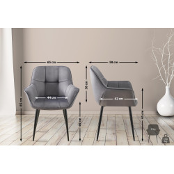 Chaise de salle à manger Roseville en velours gris foncé