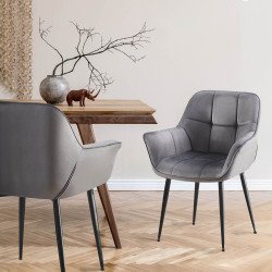 Chaise de salle à manger Roseville en velours gris foncé