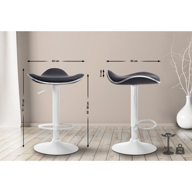 Tabouret de bar Shanghai, simili cuir noir